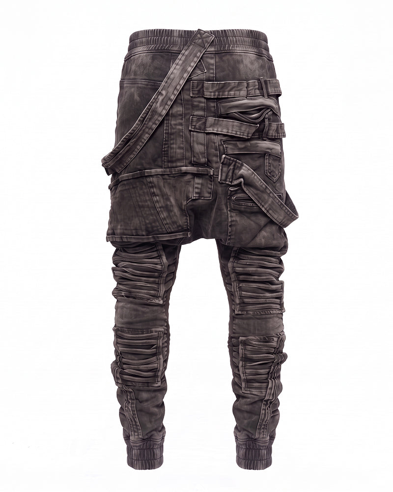 Post‑Apocalyptic Distressed Asymmetric Cargo Pants
