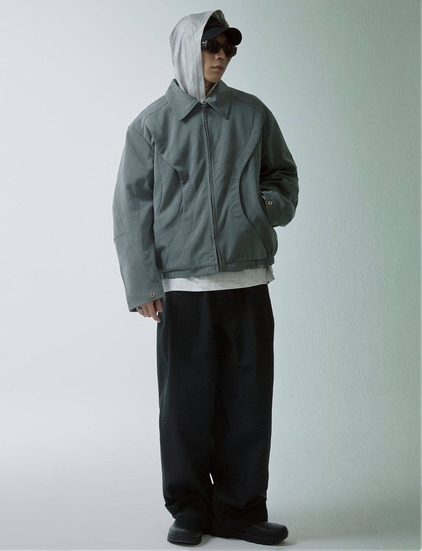 Deconstructed Layered Zip-Up Jacket
