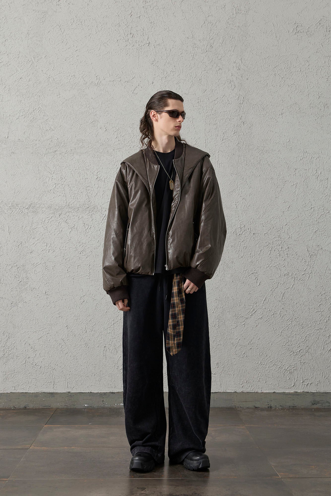 Deconstructed PU Oversized Puffer Jacket