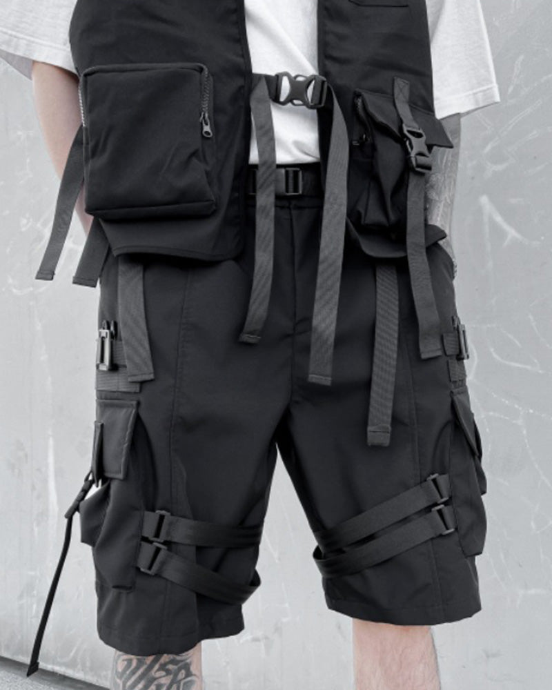 Techwear Tactical Buckle Strap Cargo Shorts