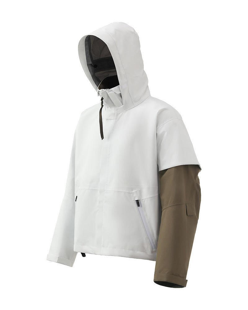 Water-Repellent Stand-Collar Hooded Hard-Shell Jacket