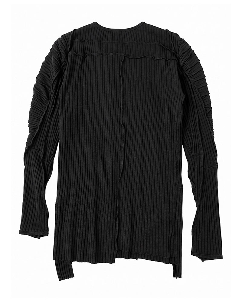 Wasteland Tiered Pleated Deconstructed Long‑Sleeve T-Shirt