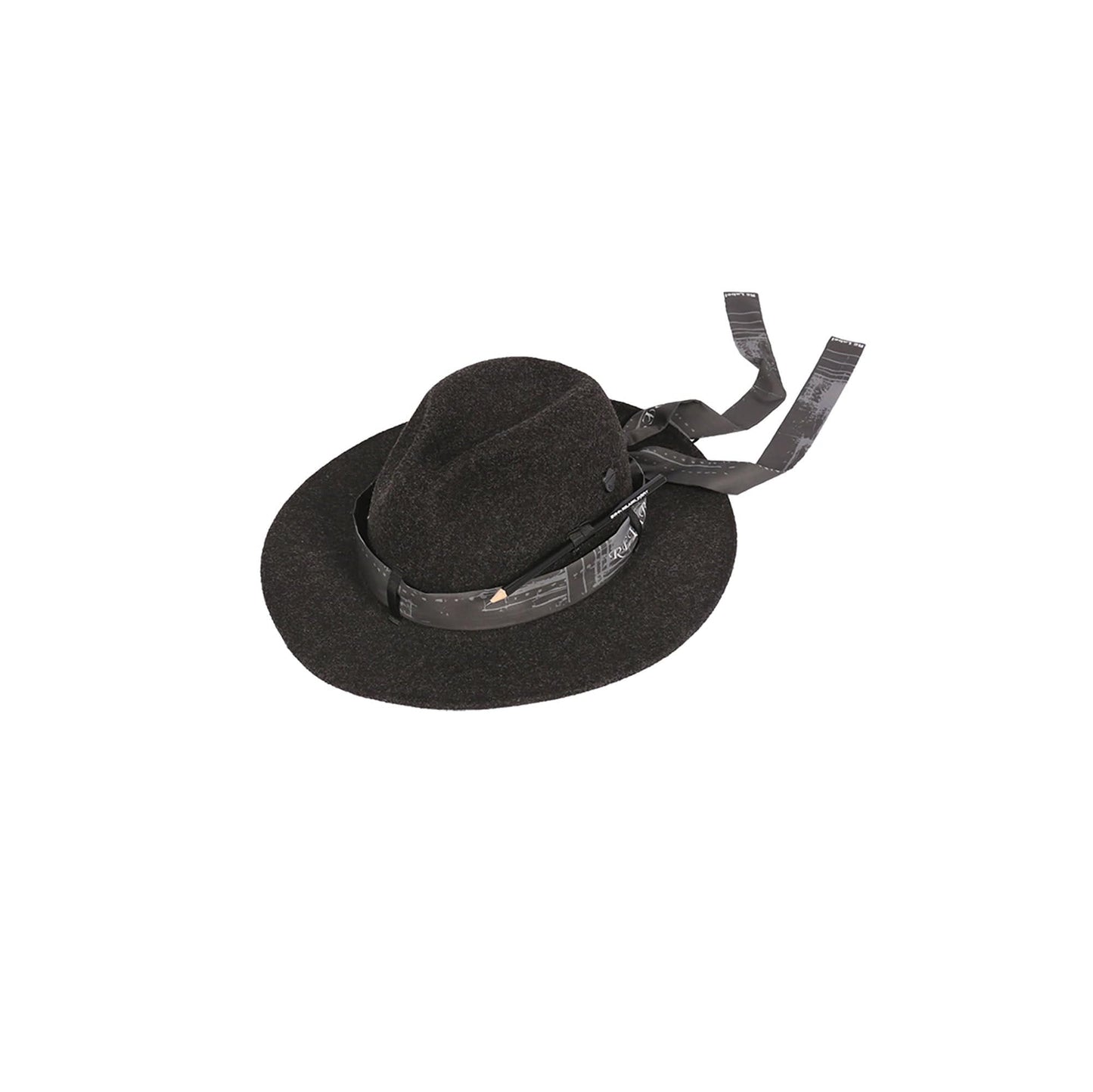 Wool Felt Detachable Silk-Scarf Fedora Hat