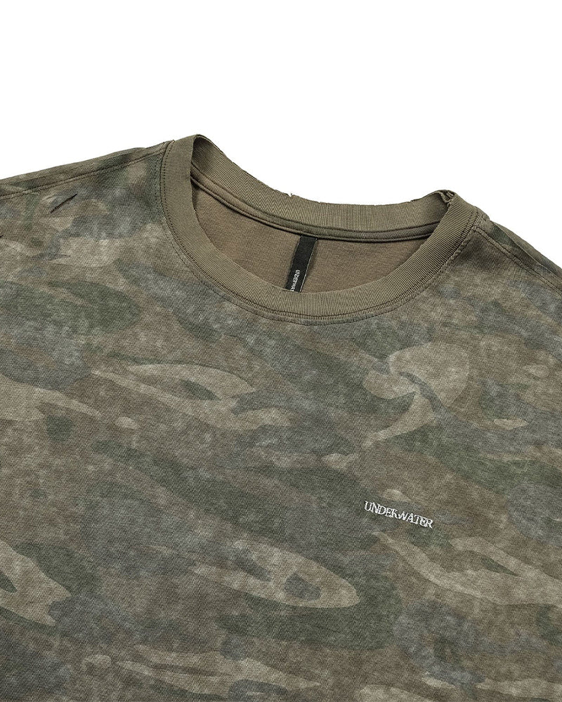 Distressed Camo Oversized T-Shirt