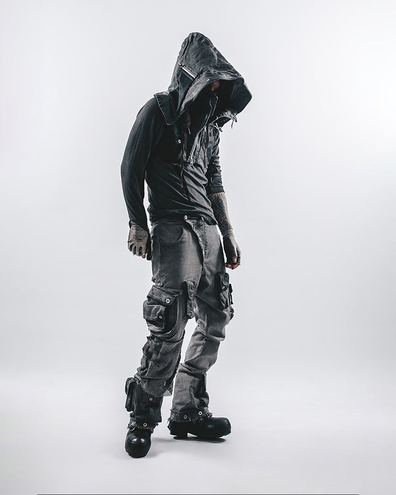 Post-Apocalyptic Mesh-Panelled Tactical Long-Sleeve Tee