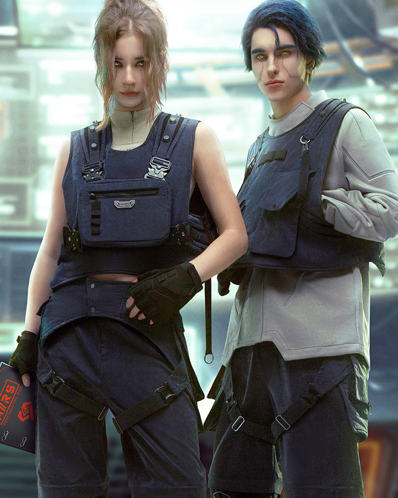 Cyberpunk Techwear Side-Split Tactical Vest