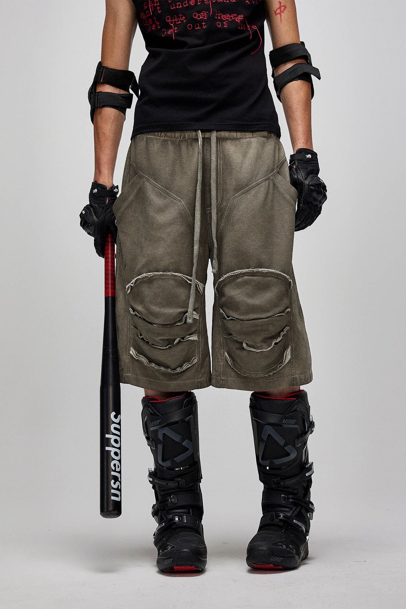 Dirty Fit Layered Frayed Knee Shorts