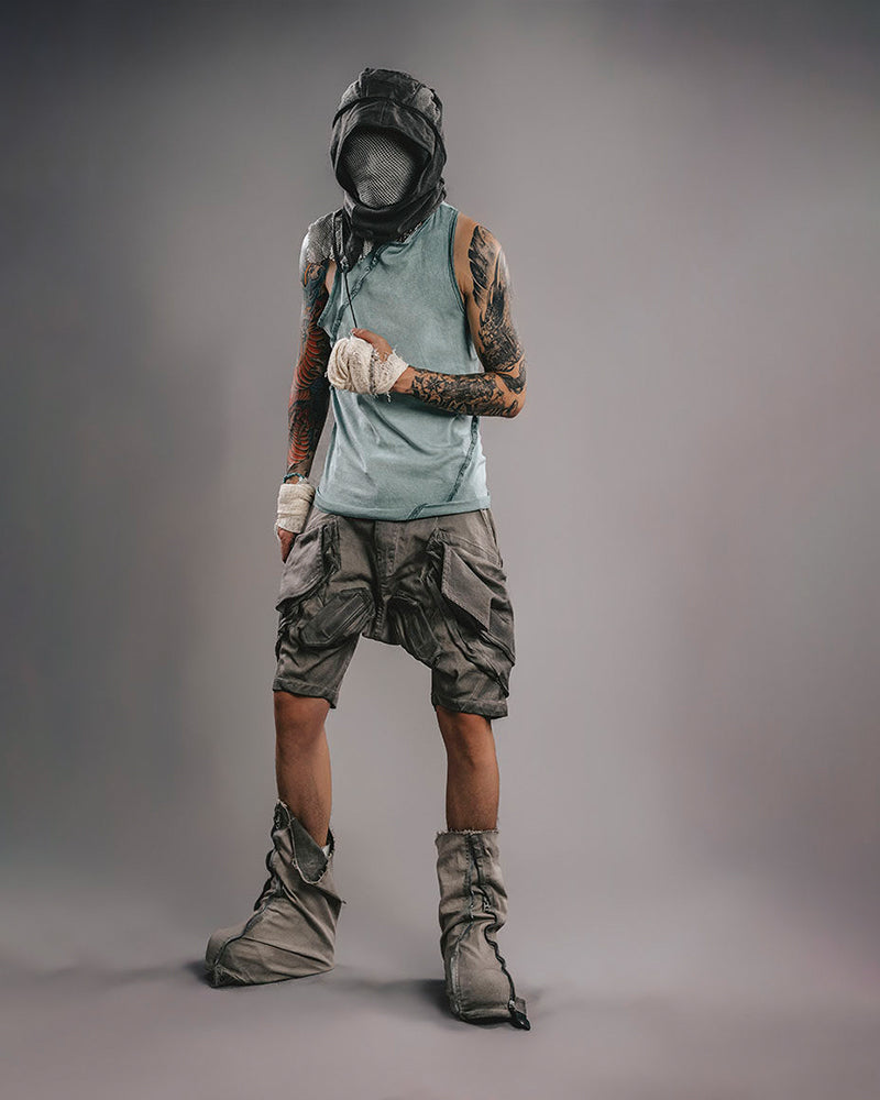 Wasteland Drop-Crotch Tactical Cargo Shorts