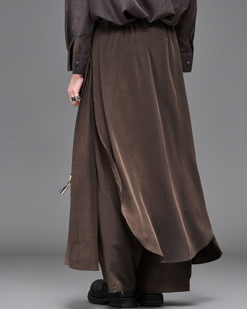 Modern Japanese Layered Wide Leg Hakama Pants
