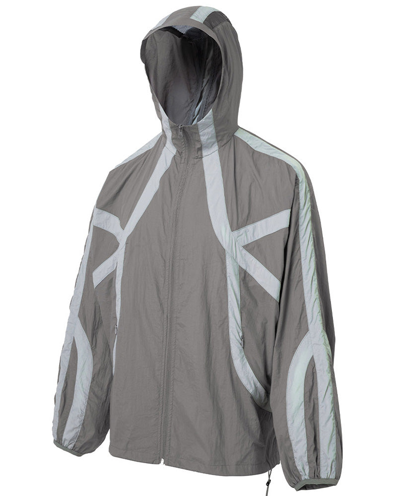 Spliced Drawstring UV Protection Light Jacket