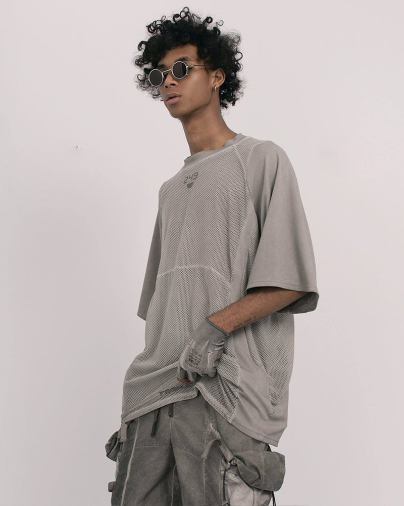 Techwear Mesh Panel Short-Sleeve T-Shirt