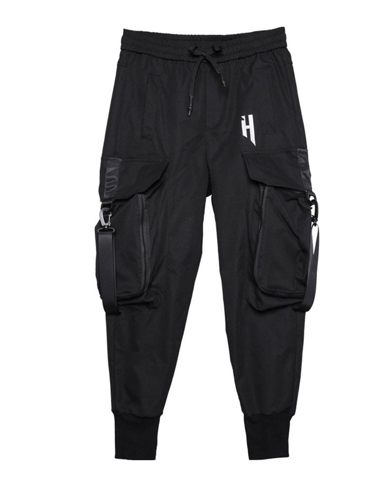Street Style Techwear Black Slim Fit Cargo Pants