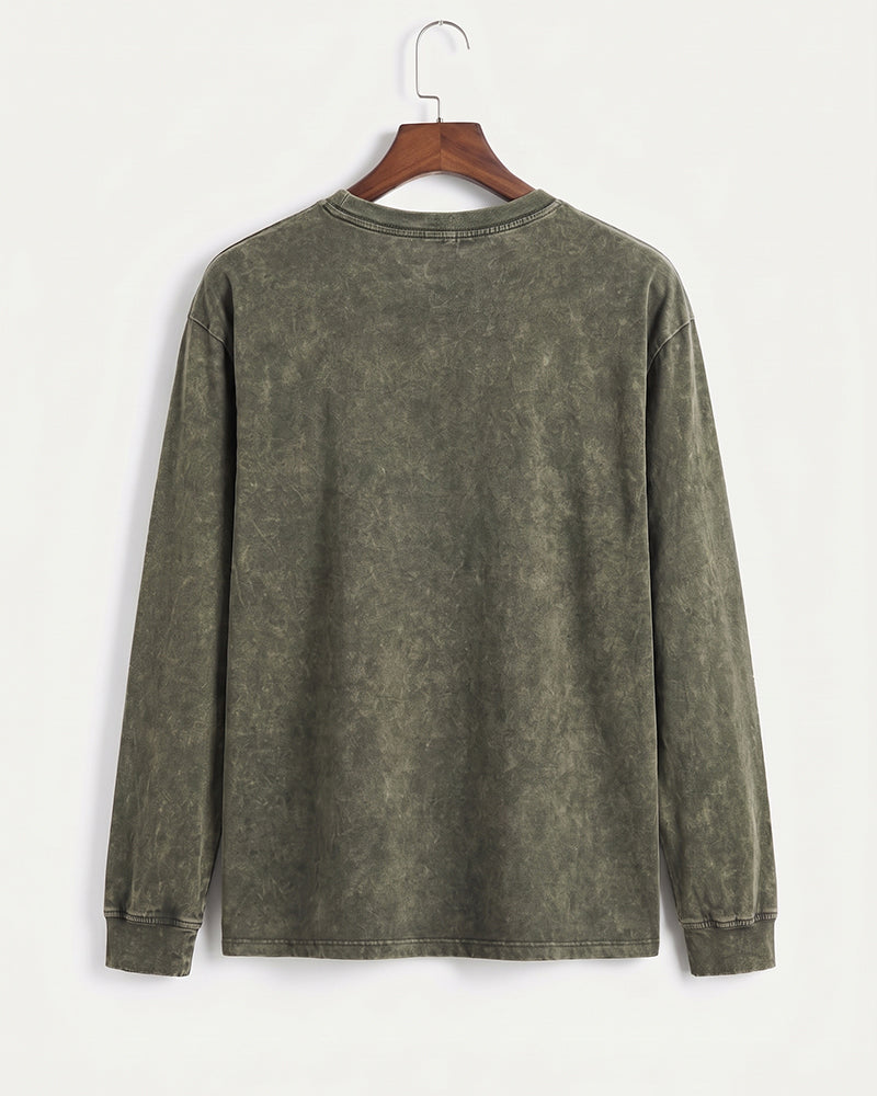 Wasteland Distressed Knit Print Long Sleeve Tee