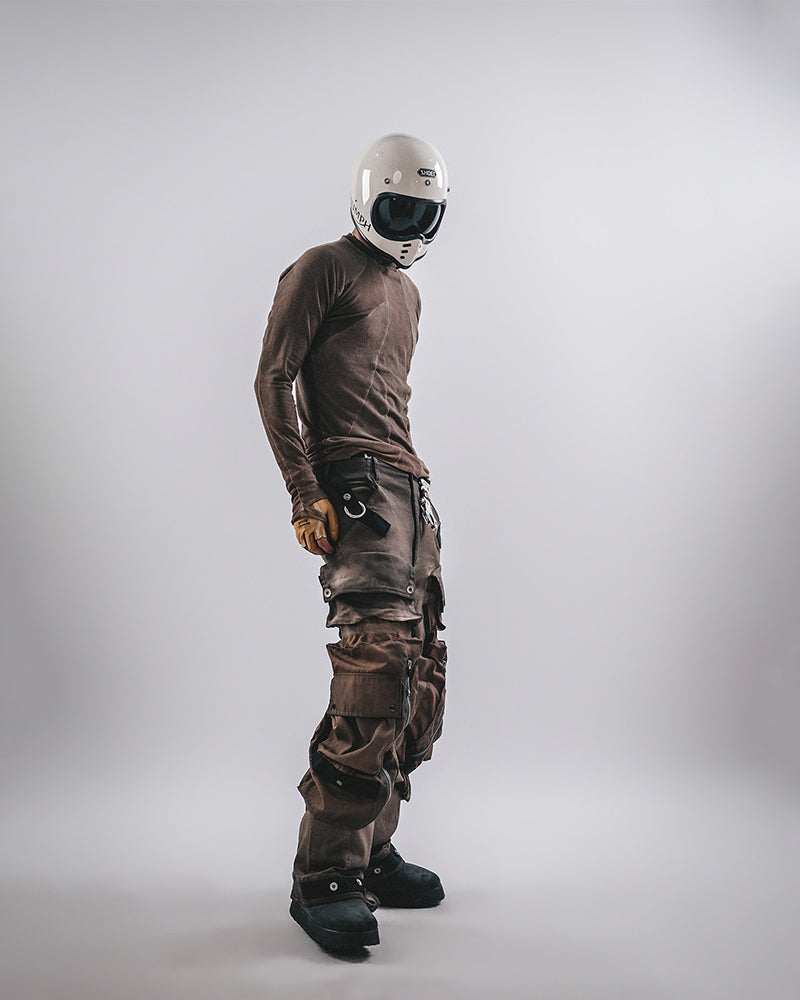 Post-Apocalyptic Asymmetric Panelled Compression Long-Sleeve Tee