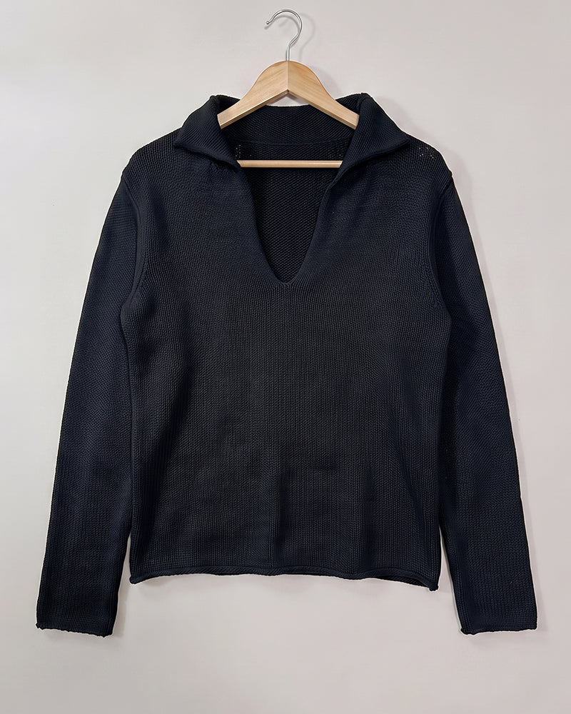 Post-Apocalyptic V-Neck Solid Sweater