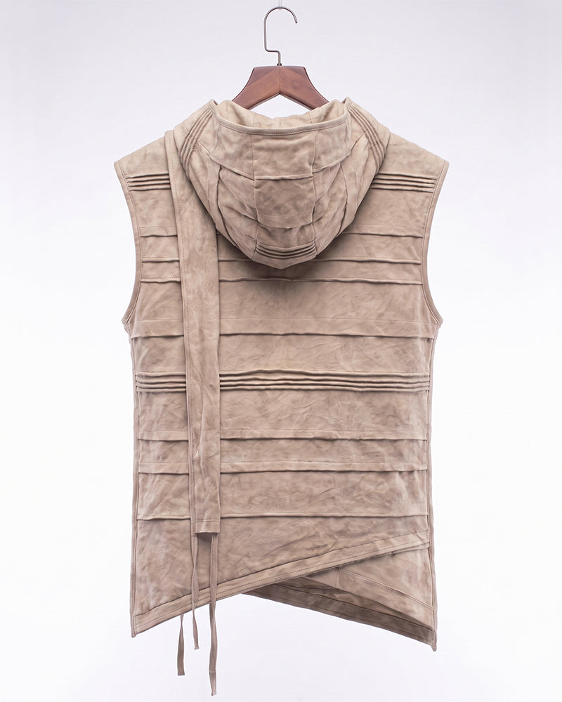 Post‑Apocalyptic Asymmetric Sleeveless Hooded Vest