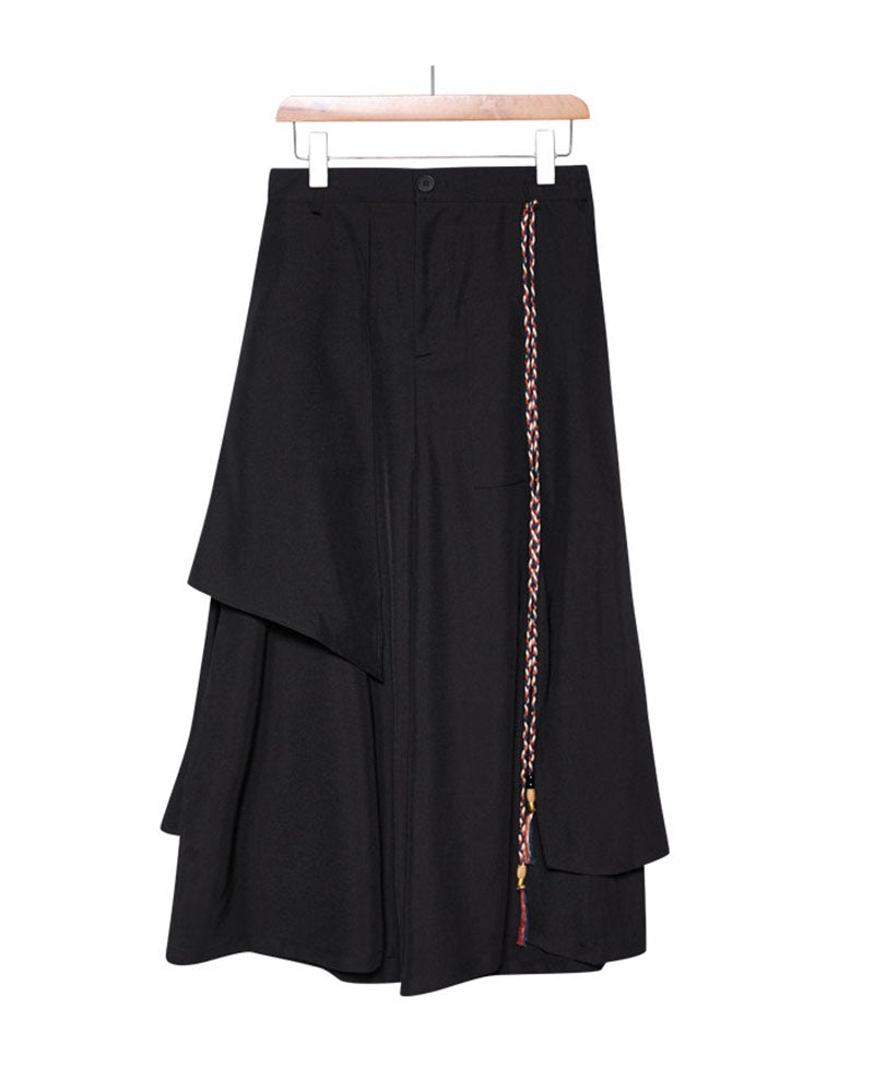 Modern Japanese Asymmetric Wide Leg Hakama Pants