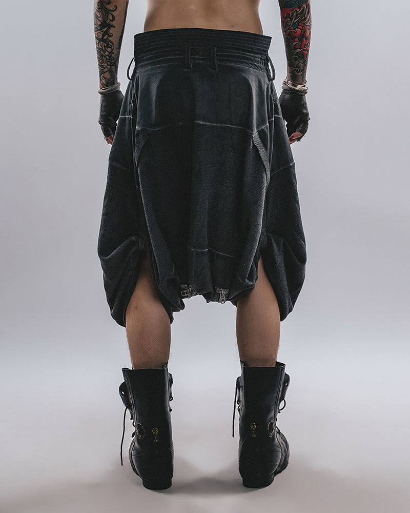 Post-Apocalyptic Relaxed Drop-Crotch Shorts