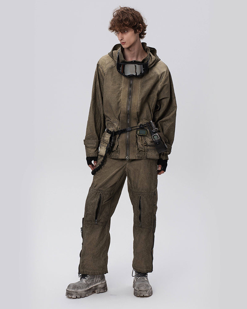 Post-Apocalyptic Distressed Pocket Hooded Jacket