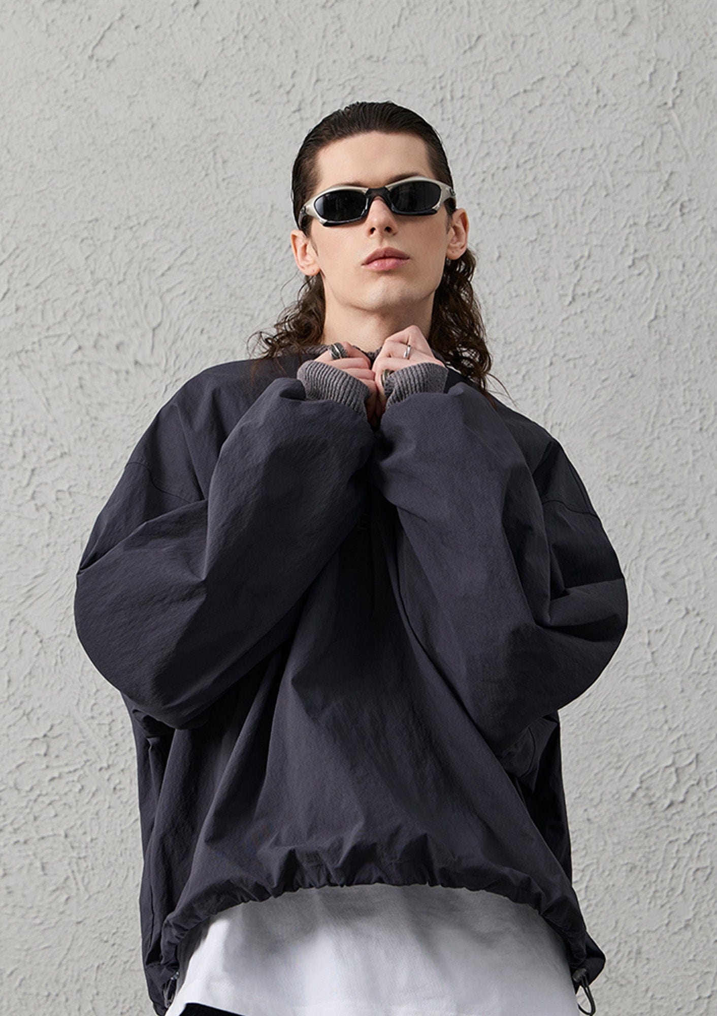 Water-Repellent Embroidered Drawstring Sweatshirt