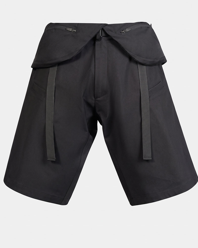 Apron-Panel Water-Repellent Techwear Cargo Shorts