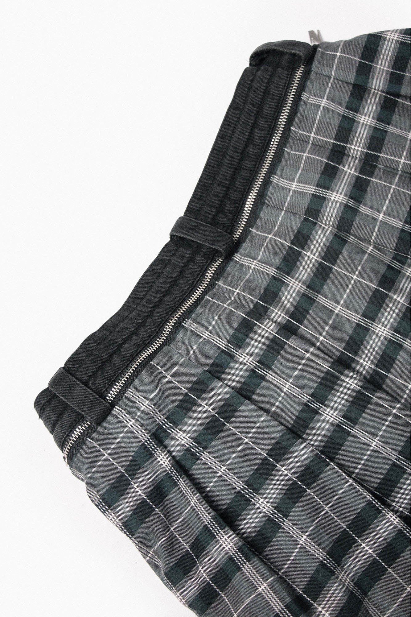 Detachable Plaid Back Flap Spliced Jeans