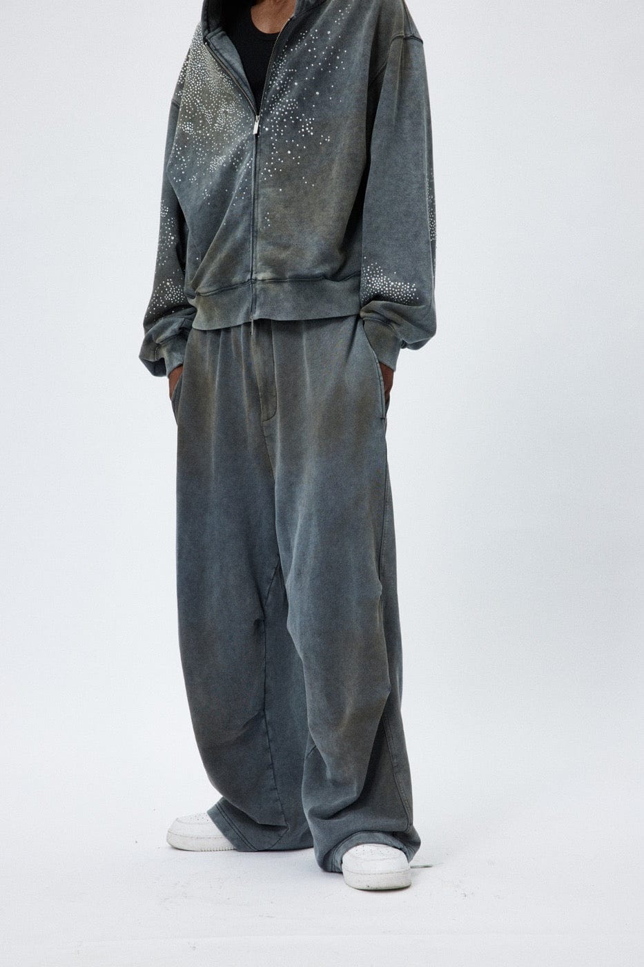 Distressed Crinkled Baggy Sweatpants