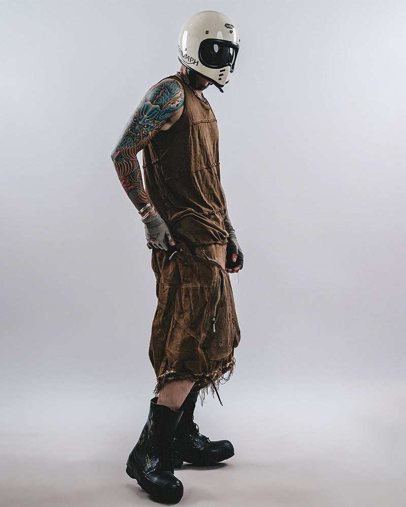 Wasteland Style Washed Spiral Cut Sleeveless T-Shirt