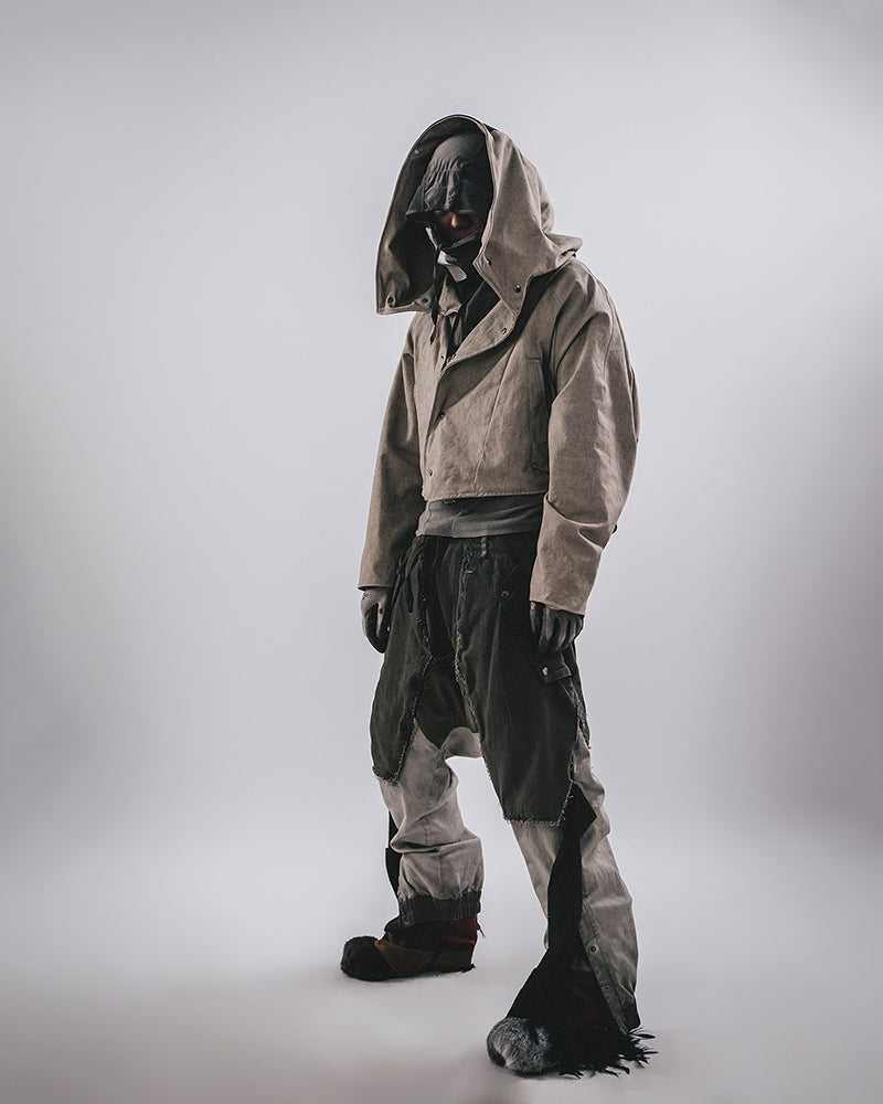 Post-Apocalyptic Hooded Cropped Utility Jacket