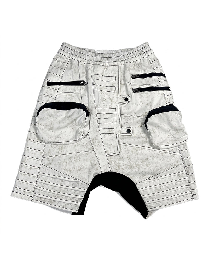 Wasteland Deconstructed Multi‑Pocket Drop Crotch Shorts