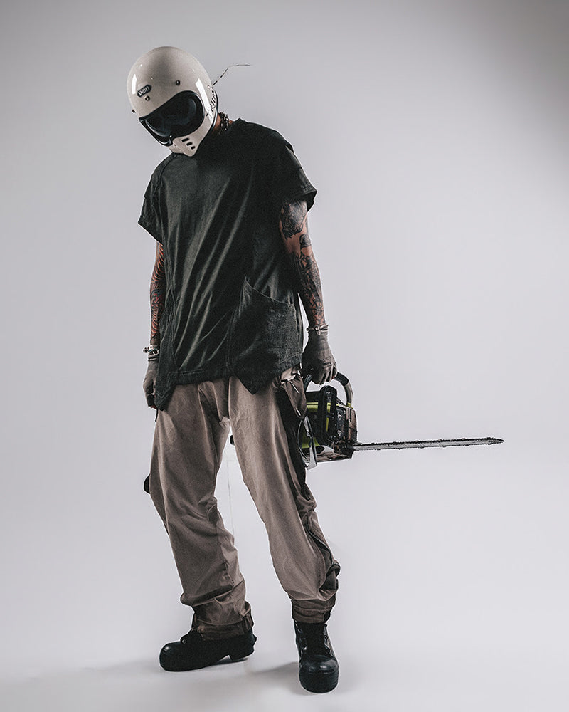 Post-Apocalyptic Asymmetric Raw-Cut T-Shirt