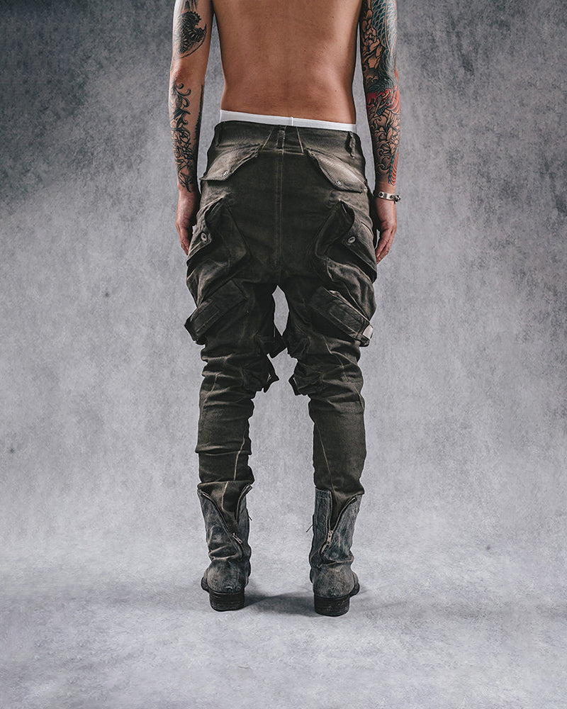Oil-Stained Cold-Dye Vintage Cuffed Pants