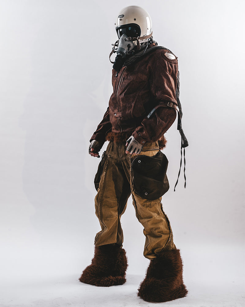 Wide-Leg Adjustable Raw-Edge Hunter Pants