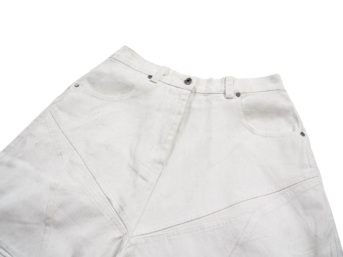 Infernal Gaze Crinkled Waxed Wide-Leg Pants White