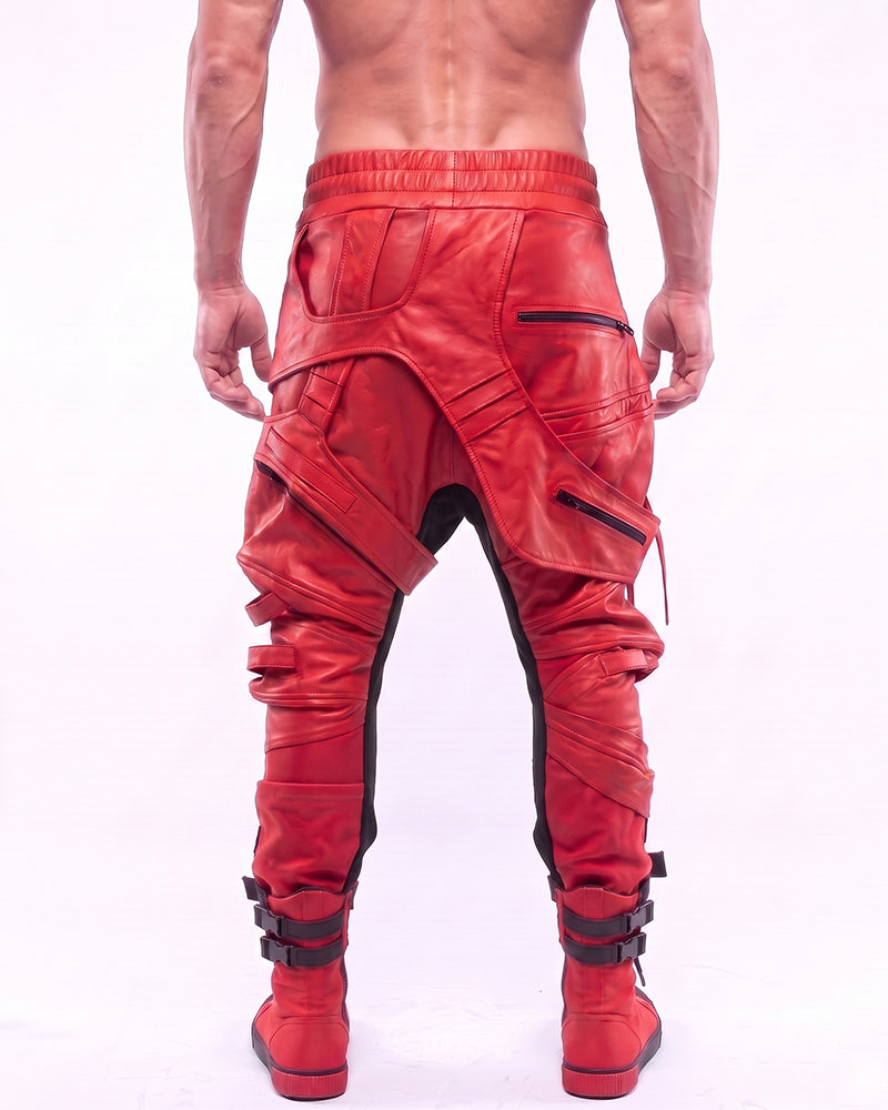 Wasteland Waxed Cut-Out Asymmetric Slim-Fit Pants