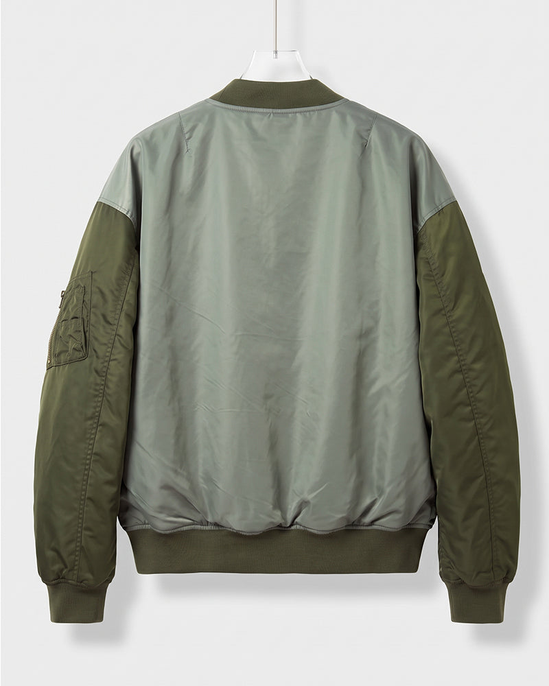 Deconstructed Color-Block Multi-Zip Military Jacket