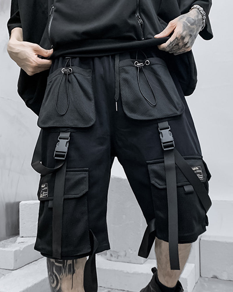 Techwear Cargo Shorts With Straps