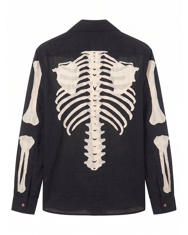 Post-Apocalyptic Full Skeleton Print Long Sleeve Shirt