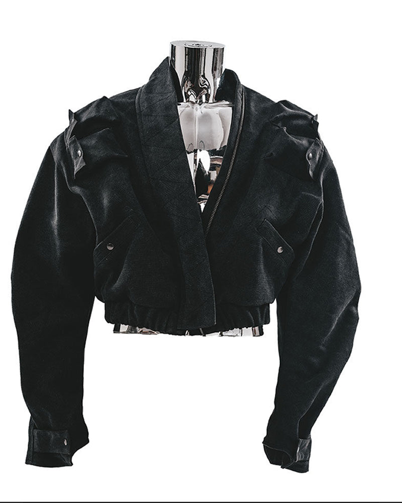 Post-Apocalyptic Deconstructed Cropped Moto Jacket