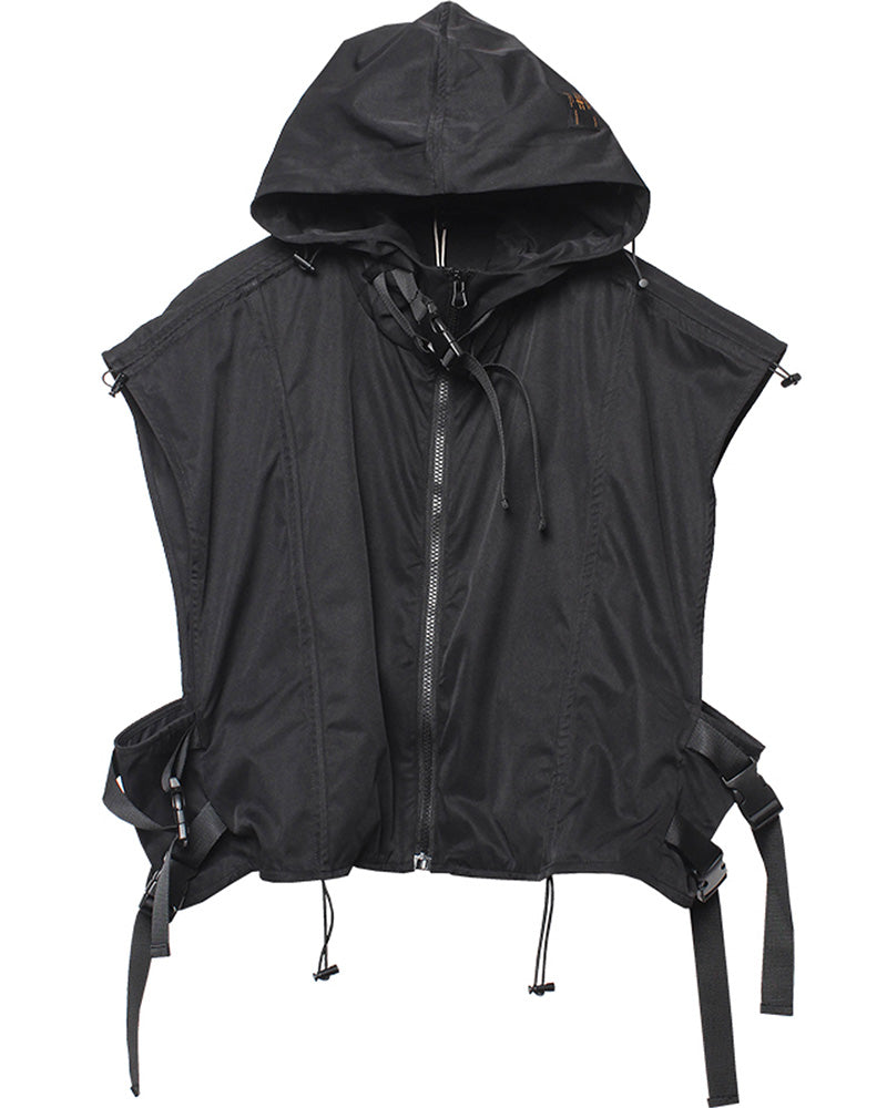 Techwear Hooded Sleeveless Cargo Vest