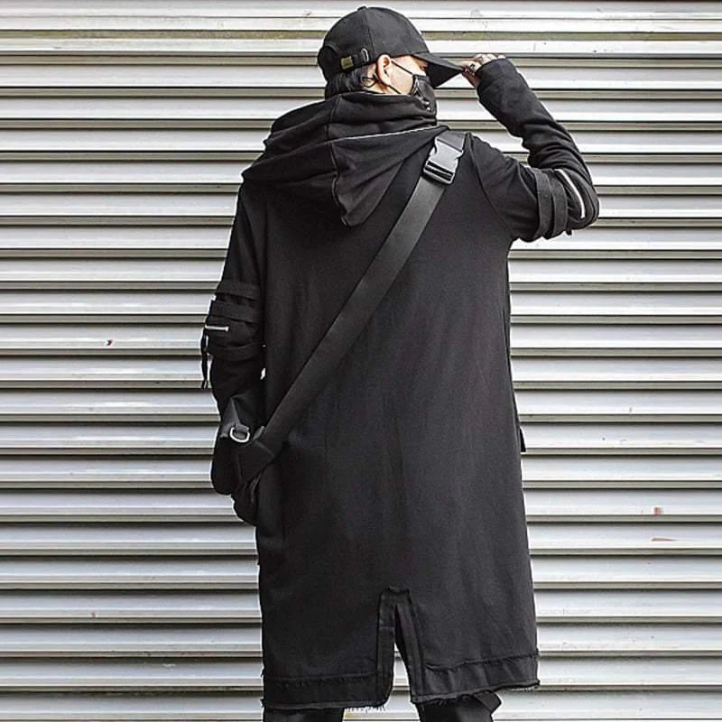 Futuristic Techwear Double-Layered Hooded Coat