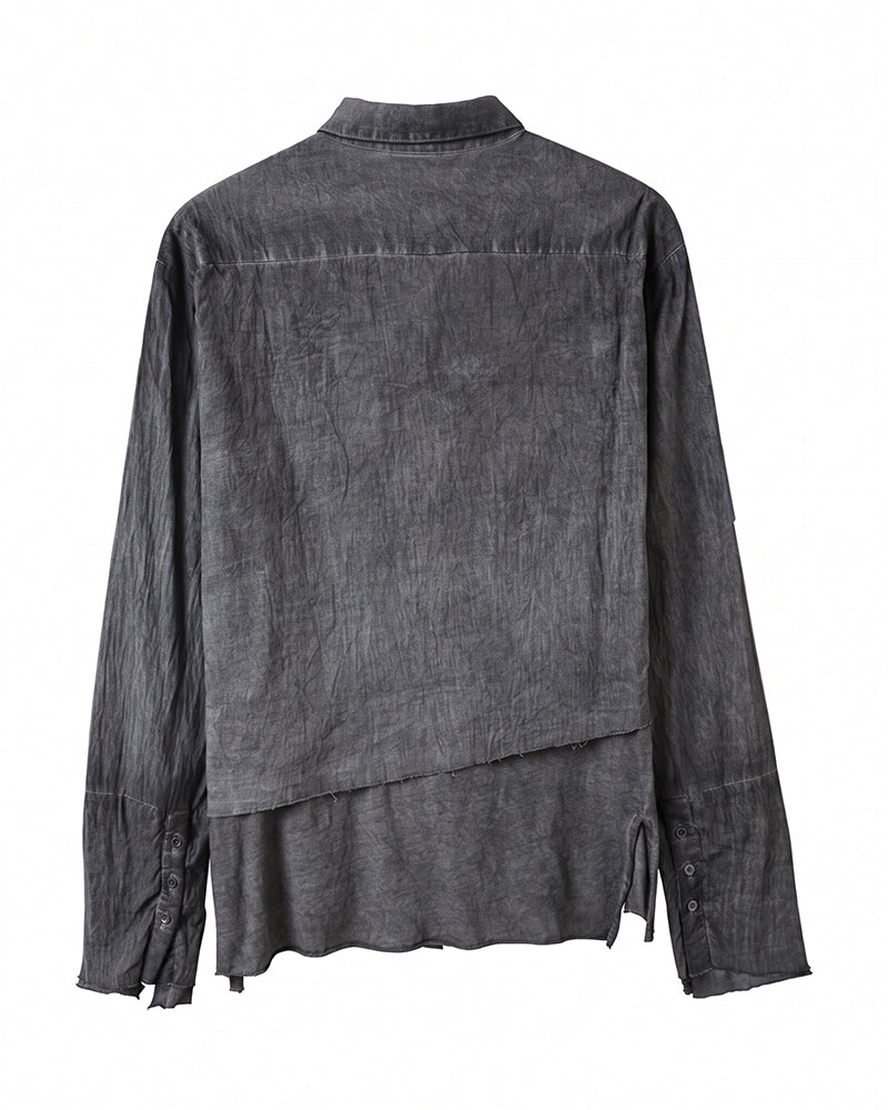 Wasteland Patchwork Dirty Wash Distressed Layered Shirt