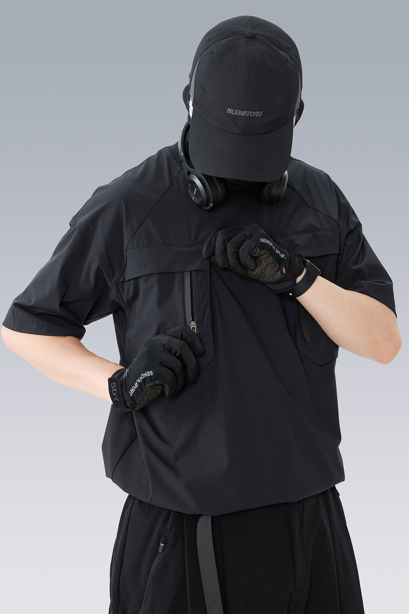 Tactical Mesh-Back Zip Pocket T-Shirt
