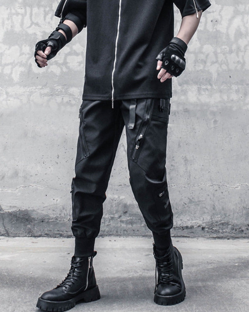 Techwear Black Zip Pocket Cargo Pants