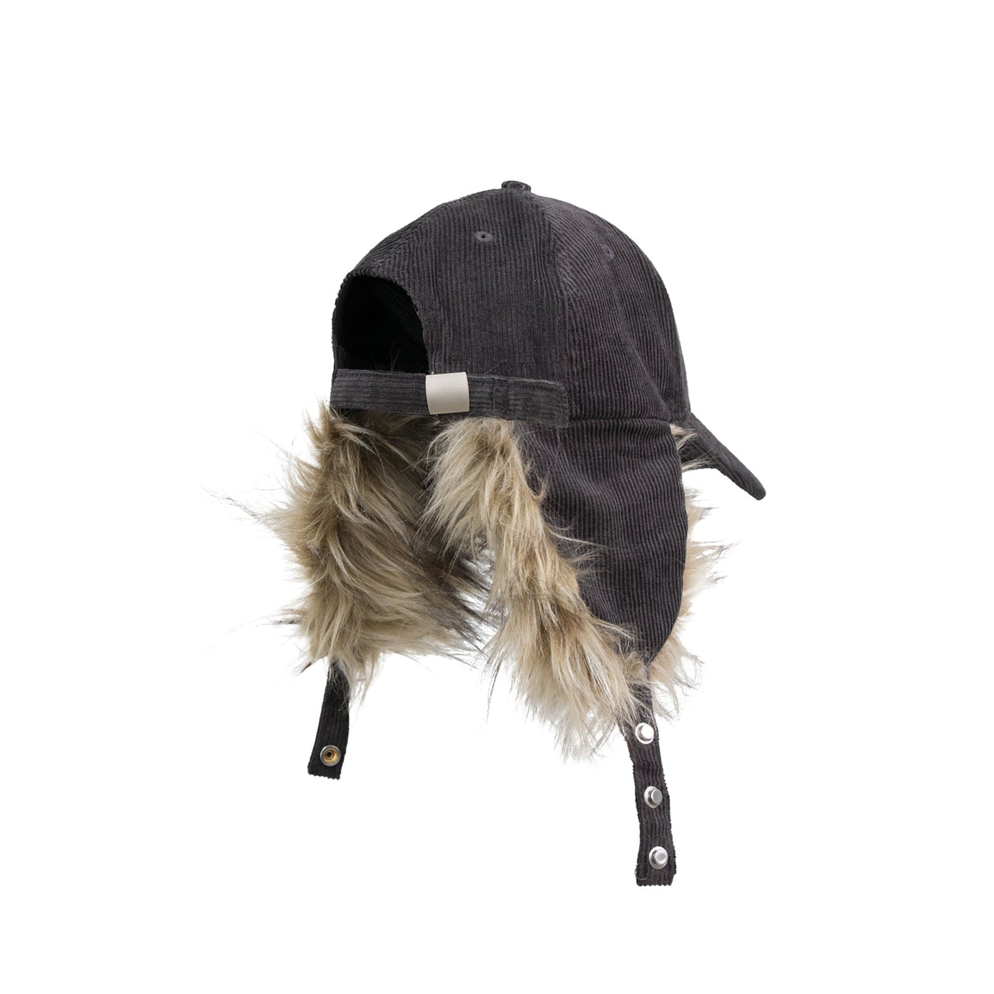 Faux-Fur Earflaps Corduroy Cap