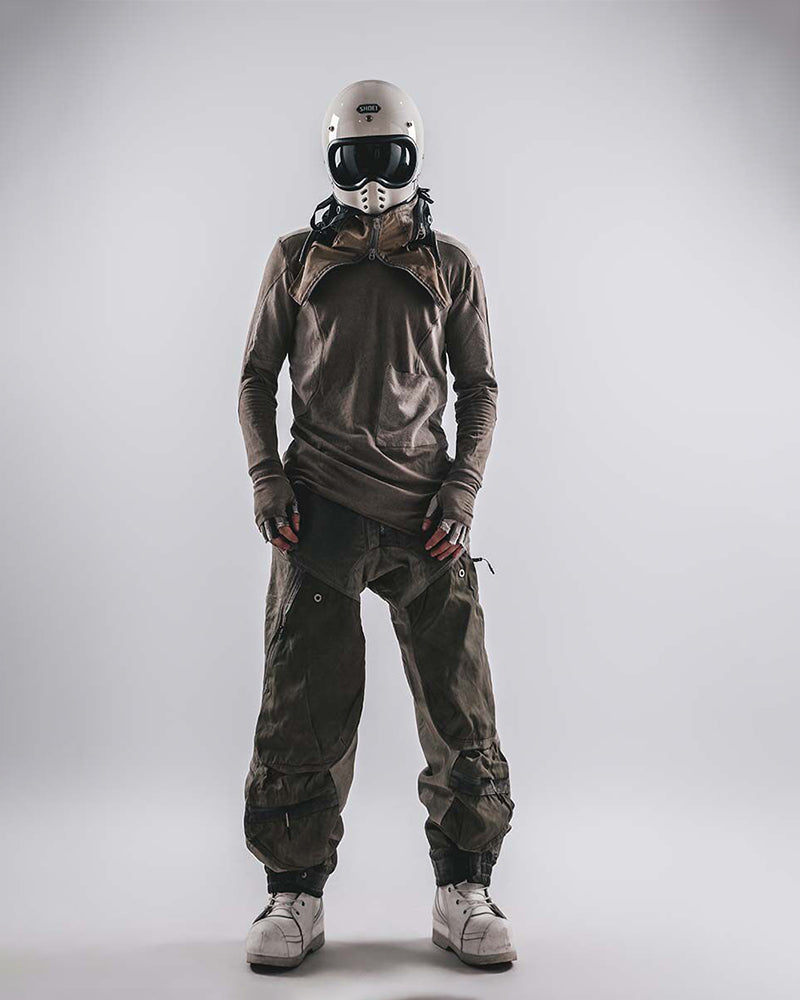 Post-Apocalyptic Oil-Washed Deconstructed Long-Sleeve Tee