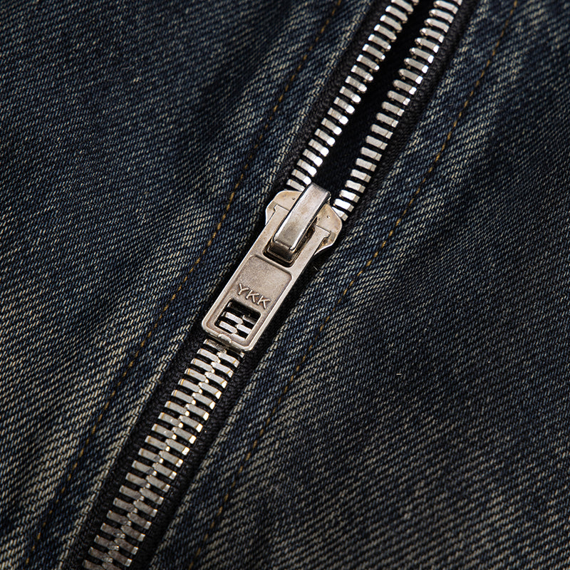 Washed Paneled Denim Hooded Jacket
