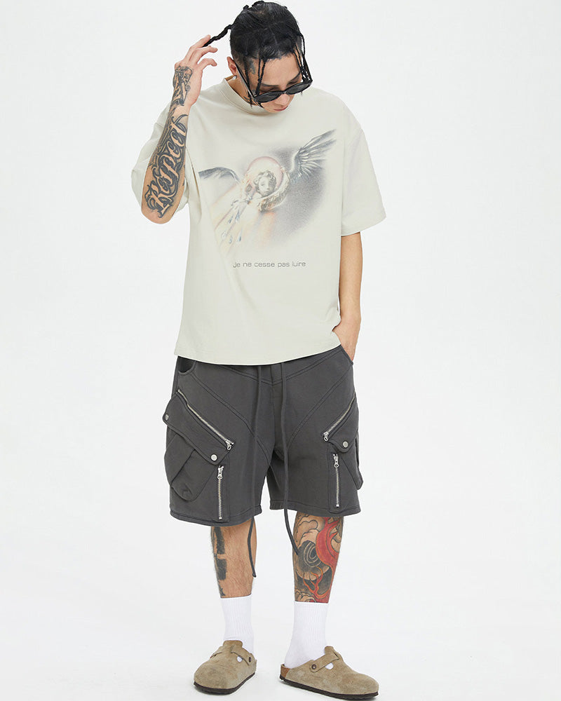 Vintage Angel Halftone Print T-Shirt