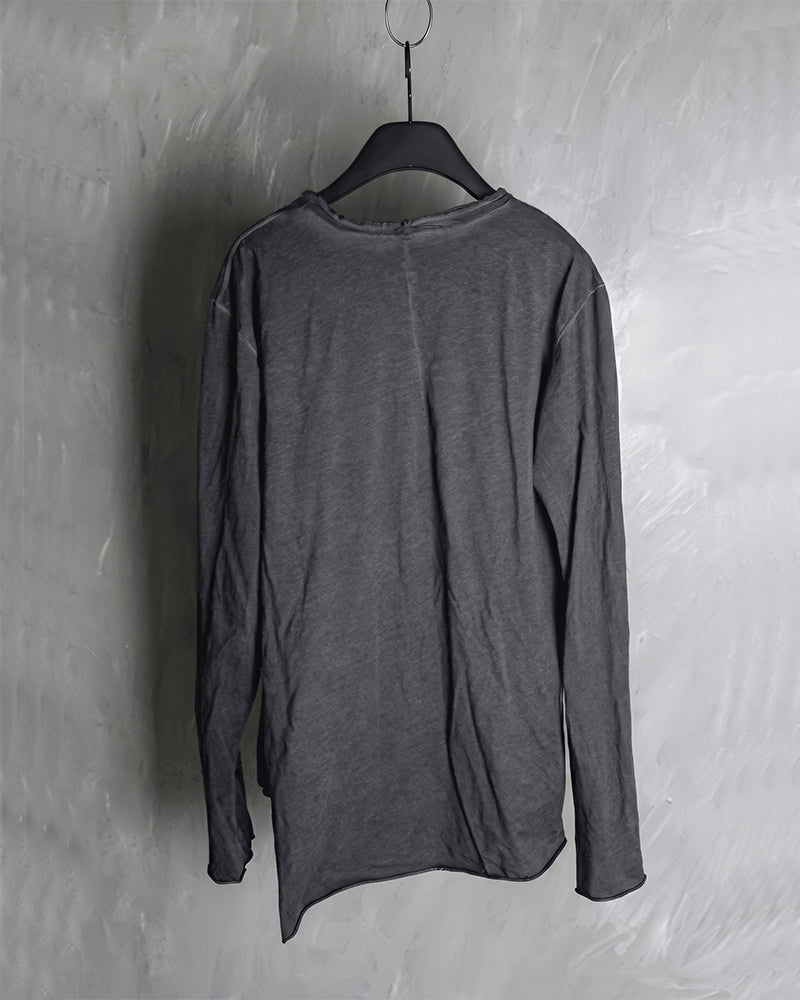 Wasteland Distressed Asymmetric Long Sleeve T-Shirt