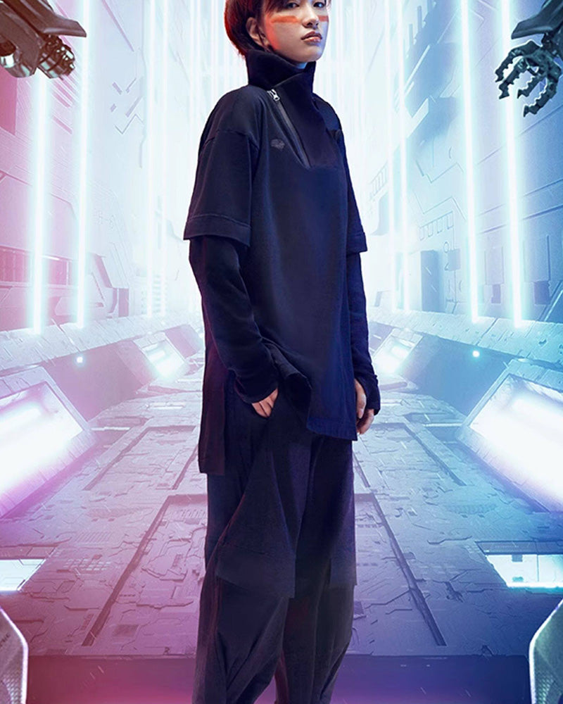 Cyberpunk Outfits Iron Warrior Fake Two Pieces T-Shirt